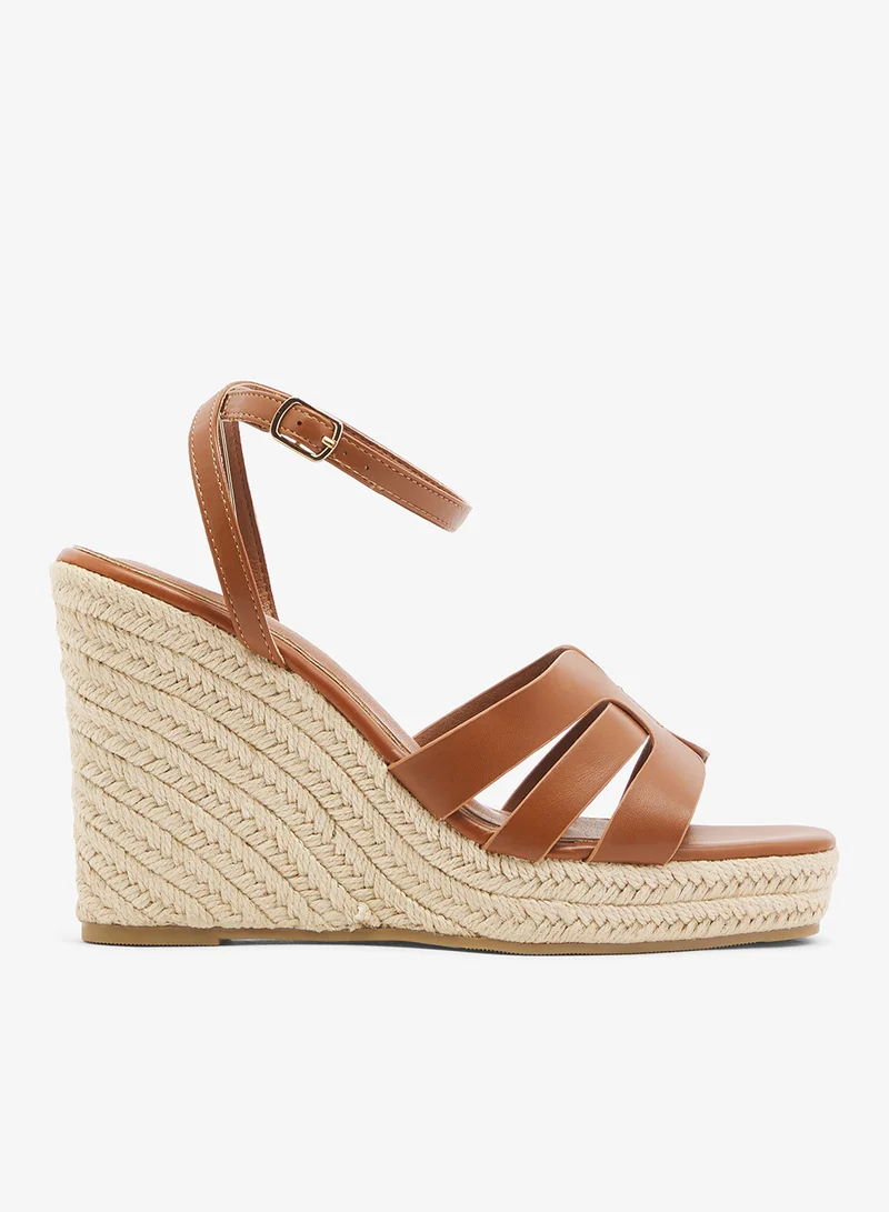 جلاموروس صنادل إسفين بكعب إسبادريل بلون تان